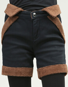 风柜 牛仔裤女<em>加绒</em> <em>秋冬短裤</em>靴裤 <em>加绒加厚</em>女短