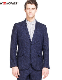 JackJones杰克琼斯商务休闲<em>亚麻</em>印花<em>男士西装</em>