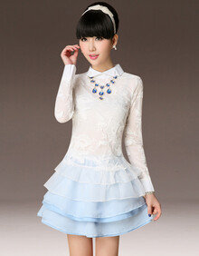o<em></em>nEBUYE 2014春夏<em>女</em>衬衫蕾丝绣花长袖翻领