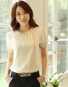 朵诗缘2014夏季新款雪纺衫女<em>短袖</em>大码<em>女装上</em>