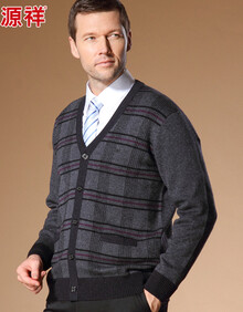 换季■恒源祥正品2014新品<em>男士开衫羊毛衫</em>V领
