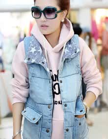 艾拉克蒂 2013秋装新款 牛仔<em>马甲</em>韩版<em>女装马甲</em>