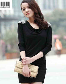 尚好蒂斯 2013新款 潮 黑色<em>打底衫</em> <em>莫代尔</em> t恤<em>女</em>