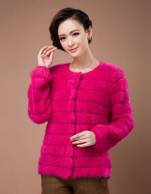 2013冬长毛纯色<em>貂绒</em>大衣灯笼袖厚貂毛衣<em>开衫</em>