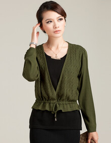 2013春新品 <em>韩版宽松</em>假两件套<em>开衫女</em> <em>显瘦</em>收腰