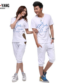 泽阳 新款情侣<em>短裤套装 男</em>女装圆领休闲运动情