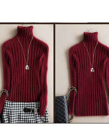 高端女式貂绒衫貂绒<em>毛衣高领短款</em>修身<em>打底</em>衫针