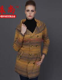 依尚 女式 <em>羊绒</em>衫 <em>长款</em>大衣<em>开衫双层</em>加厚针织毛