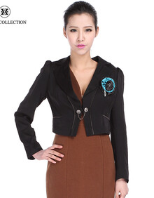 斯尔丽 瑟俪 正品女装<em>春秋款高腰</em>长袖小<em>外套</em> 1