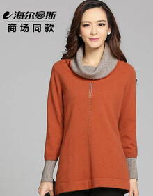 海尔曼斯品牌<em>女装</em> 秋冬新款<em>羊毛衫</em> 女士<em>中</em>长款