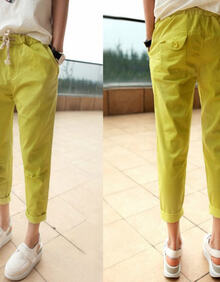 <em>可货到付款</em>夏季宽松<em>女装</em>棉麻裤九分裤韩版松紧