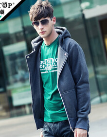 以纯美邦 男士男装<em>男款</em>连帽纯棉<em>开衫英伦风</em>外