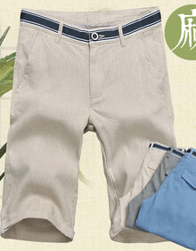 夏天<em>亚麻</em>裤男修身<em>休闲短裤男</em>夏季潮五分裤男士