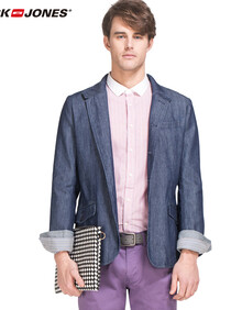<em>JackJones杰克琼斯</em>商务休闲棉质<em>男士牛仔</em>西服