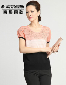 海尔曼斯 <em>专柜同款</em> 2014夏季新款<em>女装</em> 短袖T恤