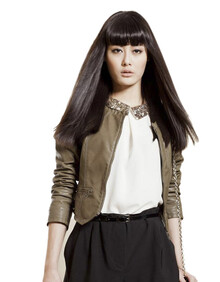 <em>麦考林</em>Euromoda2014<em>春装</em>抽褶皮短<em>外套女装</em>韩