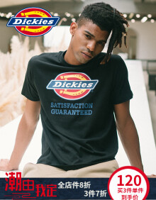 Dickies19秋冬新品短袖t恤男logo印花短袖T恤 情侣款圆领TEE休闲男装 DK007088 黑色 L