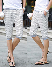 丹杰仕 2014新款韩版<em>男士潮流</em>格子<em>短裤</em>男士七