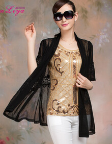 DLY2014春夏新款欧美风<em>薄外套</em>短袖宽松<em>女士</em>