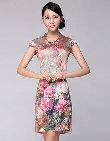 真丝旗袍<em>夏装</em> 改良婚礼旗袍裙高档中式唐装女