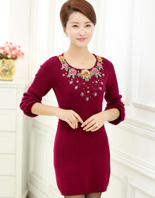 言情之音2014新款中老年<em>女装</em>秋装<em>毛衣</em>连衣裙