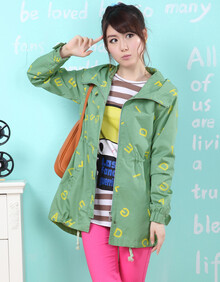 布依丛林秋季新品<em>少女</em>装<em>风衣</em>中长款<em>开衫外套女</em>