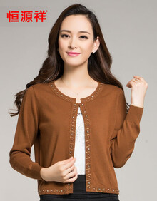 <em>恒源祥</em>HYX女装<em>羊毛衫</em>2014冬秋季短款简约开