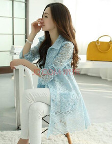 端美2014夏装新款韩版女装蕾丝<em>开衫</em>外套中长