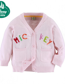 宝Disneybaby纯棉休闲时尚长袖<em>V领毛衣开衫</em> 