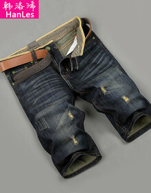 韩洛浠2014夏季<em>薄款</em>男式<em>牛仔短裤</em>韩版怀旧男