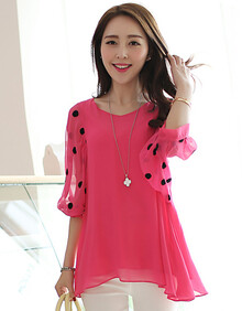 培秀 2014夏装新款大码<em>女装雪纺衫</em>蝙蝠袖中袖