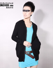 Me Forever真我永恒新款<em>个性</em>V领长袖<em>开衫女针</em>