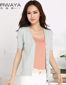 洛薇雅2014<em>夏装</em>新款<em>开衫</em> <em>外搭</em>短袖薄<em>针织</em>衫外