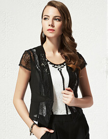 恒颜色正品2014夏装新款女装蕾丝拼接<em>开衫披</em>