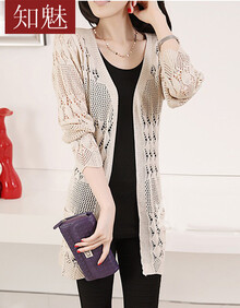 知魅2014新款夏装女装<em>中长针织衫开衫</em>女韩版