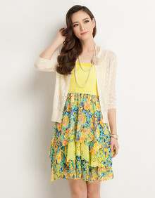 变2014夏装新款七分袖镂空<em>针织开衫女短款</em>防