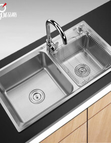 品格304不锈钢水槽双槽套餐厨房洗菜盆 砧板
