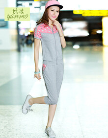 嫣沫2014夏季新款<em>女款</em>韩版<em>短袖短裤</em>运动服休