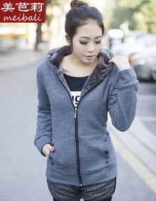 美芭莉2014秋冬新款韩版<em>加绒加厚</em>大码<em>卫衣开</em>
