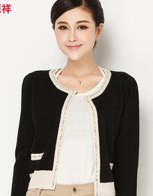 恒源祥<em>女士羊毛衫</em>2014春季新款 <em>纯羊毛</em>女<em>开衫</em>