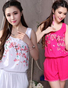 纤倍俪名族风民族风<em>女装套装</em>绣花<em>背心</em>连体<em>短裤</em>