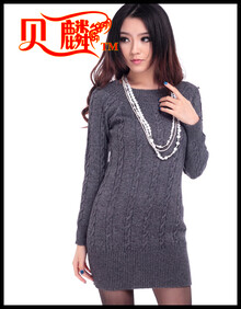 贝麟羊绒衫 女式 秋<em>冬装 加厚</em> 高领长款套头 女