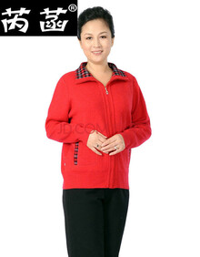 芮菡女士中<em>老年人羊绒衫</em>女装秋冬装新款拉链开