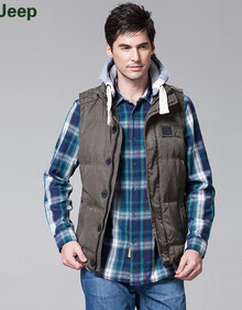 <em>战地吉普</em>afs jeep<em>羽绒马甲男</em> 秋冬新款 时尚休闲