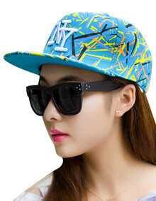 2014秋冬新品NY彩漆平沿帽子<em>男女棒球帽</em> 蓝色