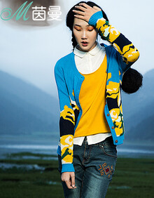 <em>茵曼</em> 2014秋装新款长袖<em>针织开衫</em>【843131030