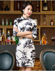 前短后长旗袍琵琶襟 旗袍\/唐装 女装 服饰内衣 