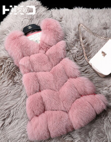 韩夕欧 海宁<em>皮草</em>2014<em>新款</em>女士狐狸毛<em>皮草马甲</em>