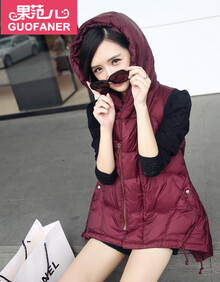 果范儿 2014冬季韩版<em>东大门</em>带帽<em>羽绒马夹</em>A字