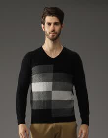 秋冬新款<em>男士</em>貂绒衫V领<em>套头毛衣</em>男貂绒针织衫